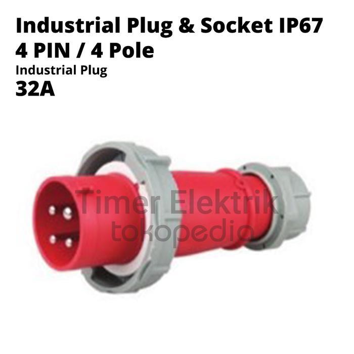 Industrial Plug & Socket IP67 4 Pin / 4 Pole 32A Berbagai Variant - Industrial Plug