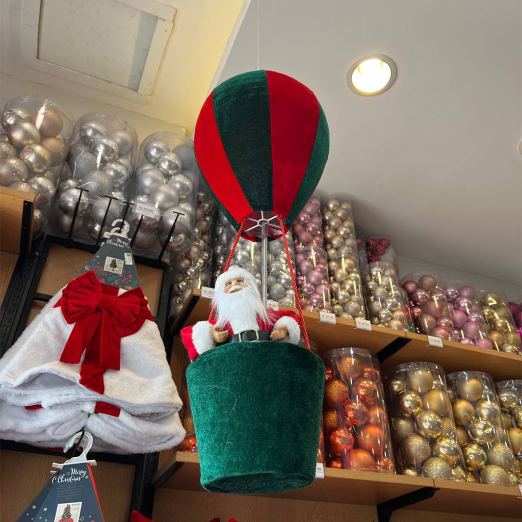 Boneka Santa Naik Balon Udara Lucu Hiasan Natal / Hanging Air Ballon Ornaments 5251