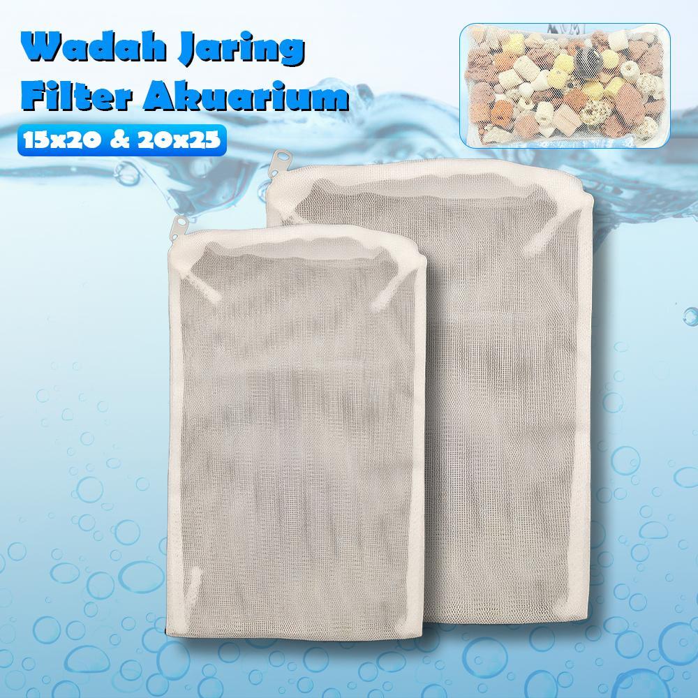 Filter Mesh Bag Aquarium Nilon Kantong Jaring Media Filter Akuarium & Kolam Ikan 15X20cm / 20X25cm