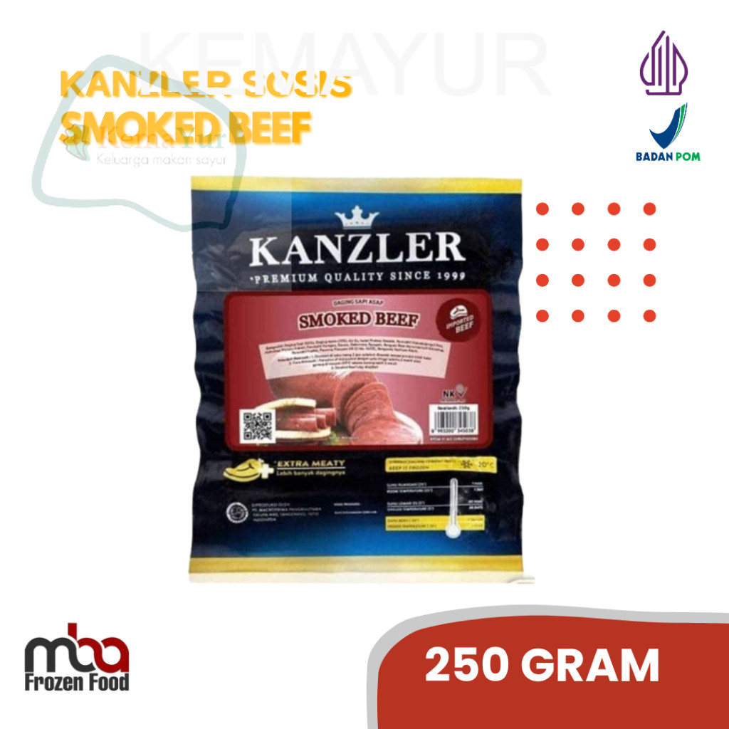 KANZLER Smoked Beef 250 gram /Sosissapi /Sapi /Sosis /Daging /Kornet /Sate /Snack /Camilan /Dagingsa