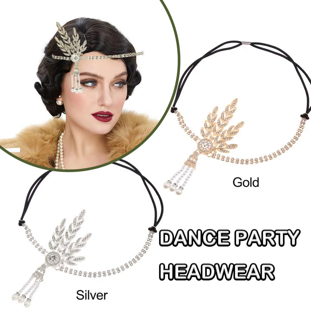 1PC Headpiece Kalung Dahi Liontin Mutiara Lady Hiasan Dahi Pengantin Kalung Dahi Headpiece Kristal E