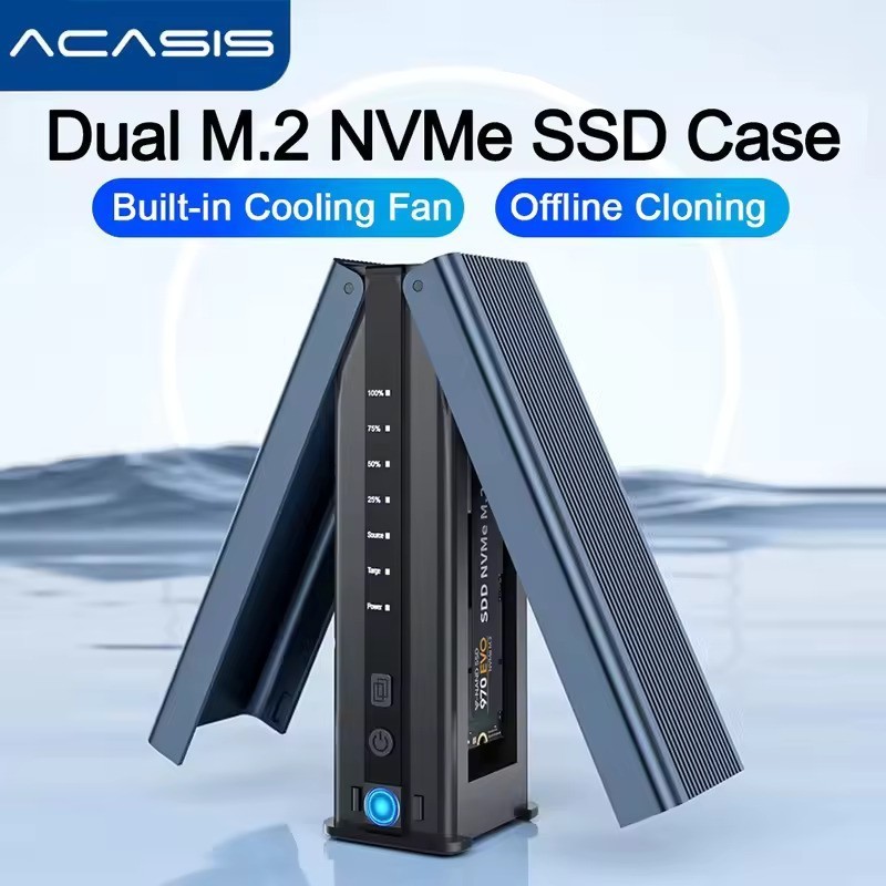 Acasis 10Gbps M.2 NVMe Duplicator 2 Bay Docking Station for SSD Clone
