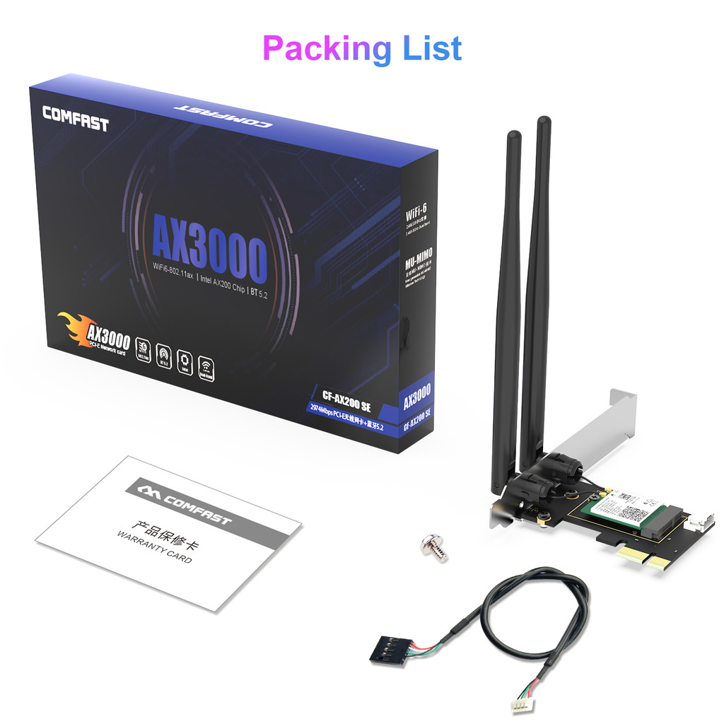 WiFi 6 3000Mbps PCI-E Bluetooth 5.2 Wireless Adapter Intel AX200 Chip BT 5.2 Pci Express Network Car