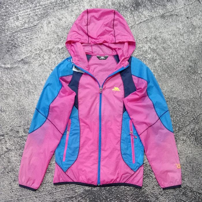 jaket outdoor parasut tipis TRESSPASS TRESTEX DLX colour block jaket running casual murah size M