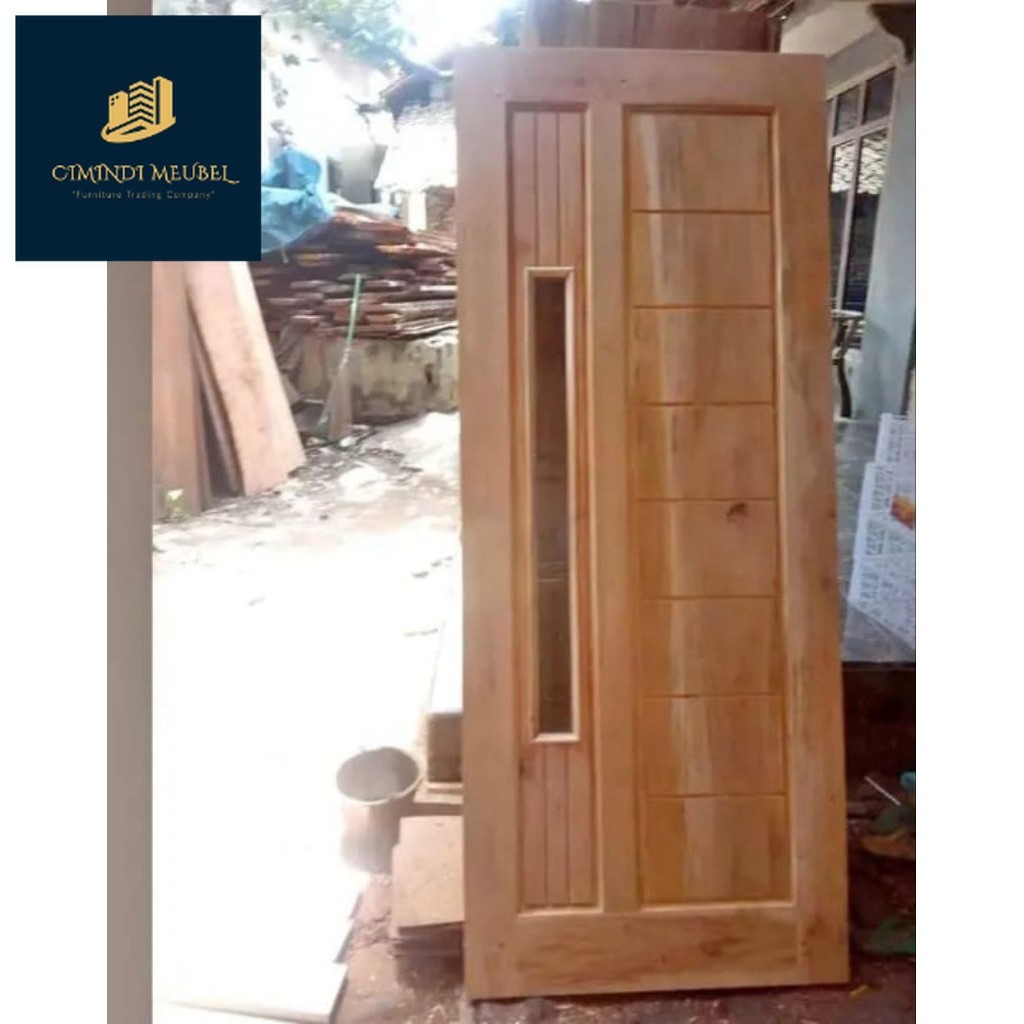 daun pintu motif kaca minimalis kayu mahoni KUNINGAN
