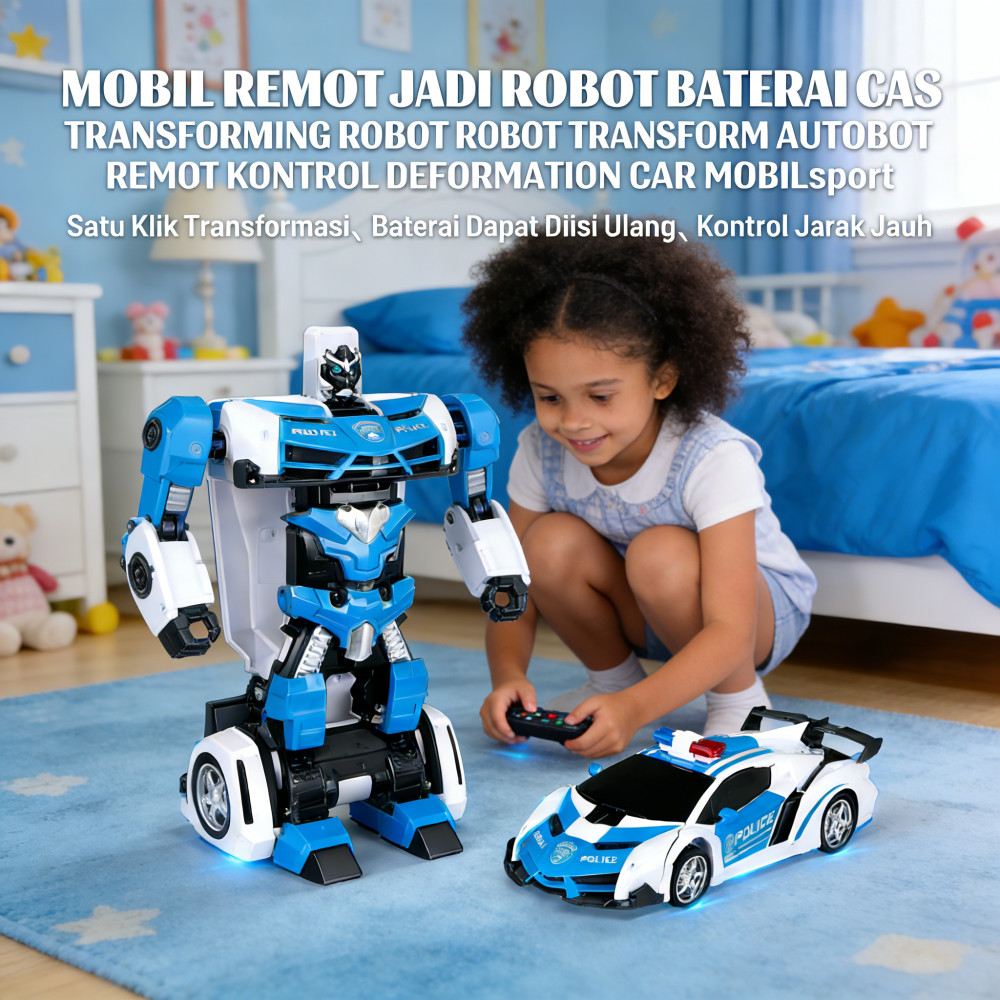 ROBOT REMOT TRANSFORM AUTOBOT MOBIL CAR DEFORMATION KONTROL JADI BATERAI CAS ROBOT MOBIL REMOT ROBOT