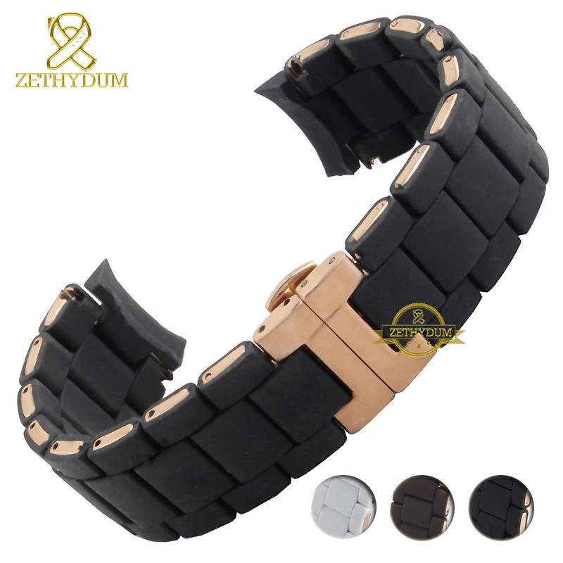Silicone Rubber Watband silicone wristband bracelet For Armani AR5905 AR5906 AR5919 AR5920 series un