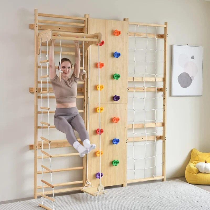 Indoor Kids Wooden Climbing Wall Playground Gym Rock Climbing Educational Fitness Equipment Indoor f