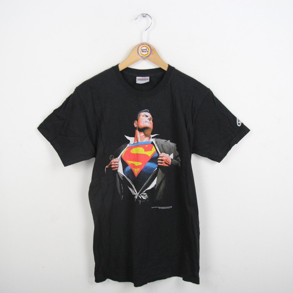 Vintage Kaos Size S Superman 1998 Hanes Heavyweight Anime Jepang Unisex Streetwear Katun Premium Fas