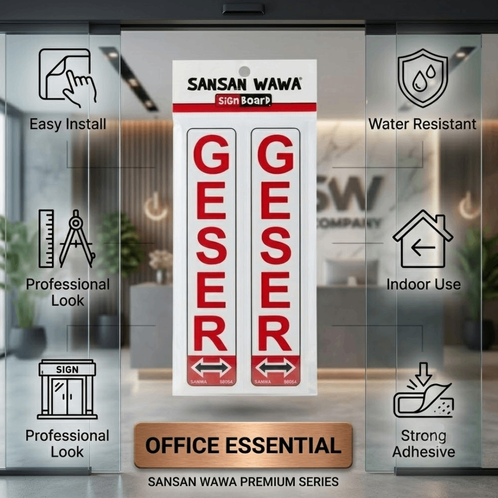 Sansan Wawa Sign Board Geser Sticker Stiker Pintu Tempel Akrilik Kaca Acrylic Door Sign Petunjuk Ara