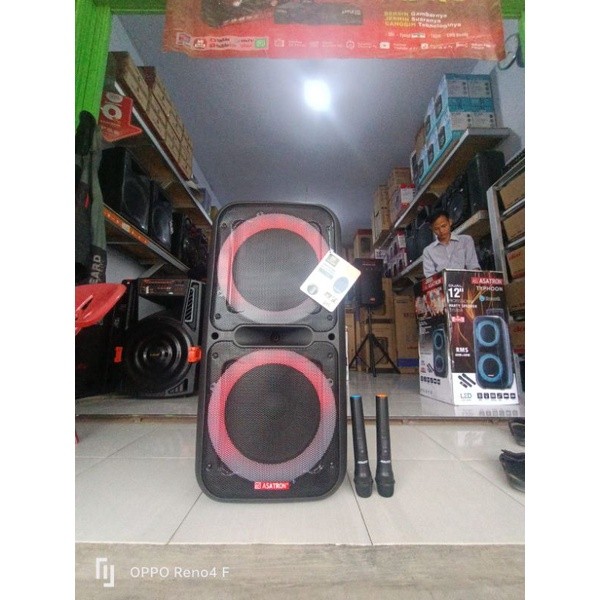 speaker bluetooth asatron typhoon 12" double woofer extra bass