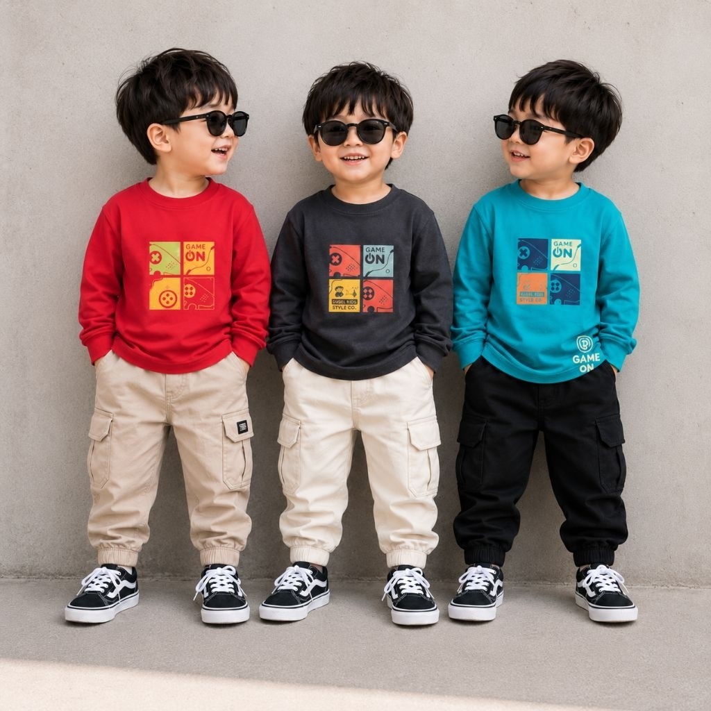Baju Anak Kaos 1-10 Tahu Gugel Kids Lengan Panjang / Kaos Anak Motif Random / Kaos Gugel Kids Spande
