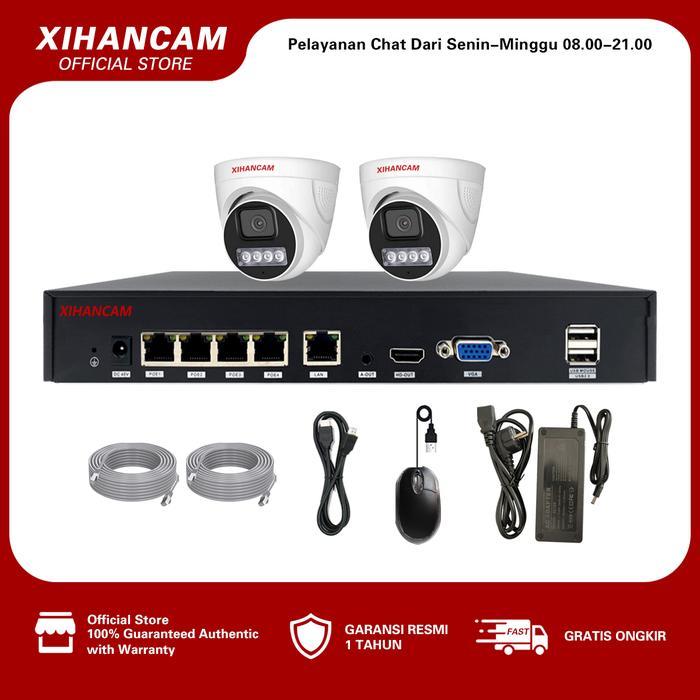 XIHANCAM 4MP Paket CCTV POE 4 Channel 4 Kamera NVR POE 5MP 4CH Paket IP Camera CCTV Rumah NVR Kit - 