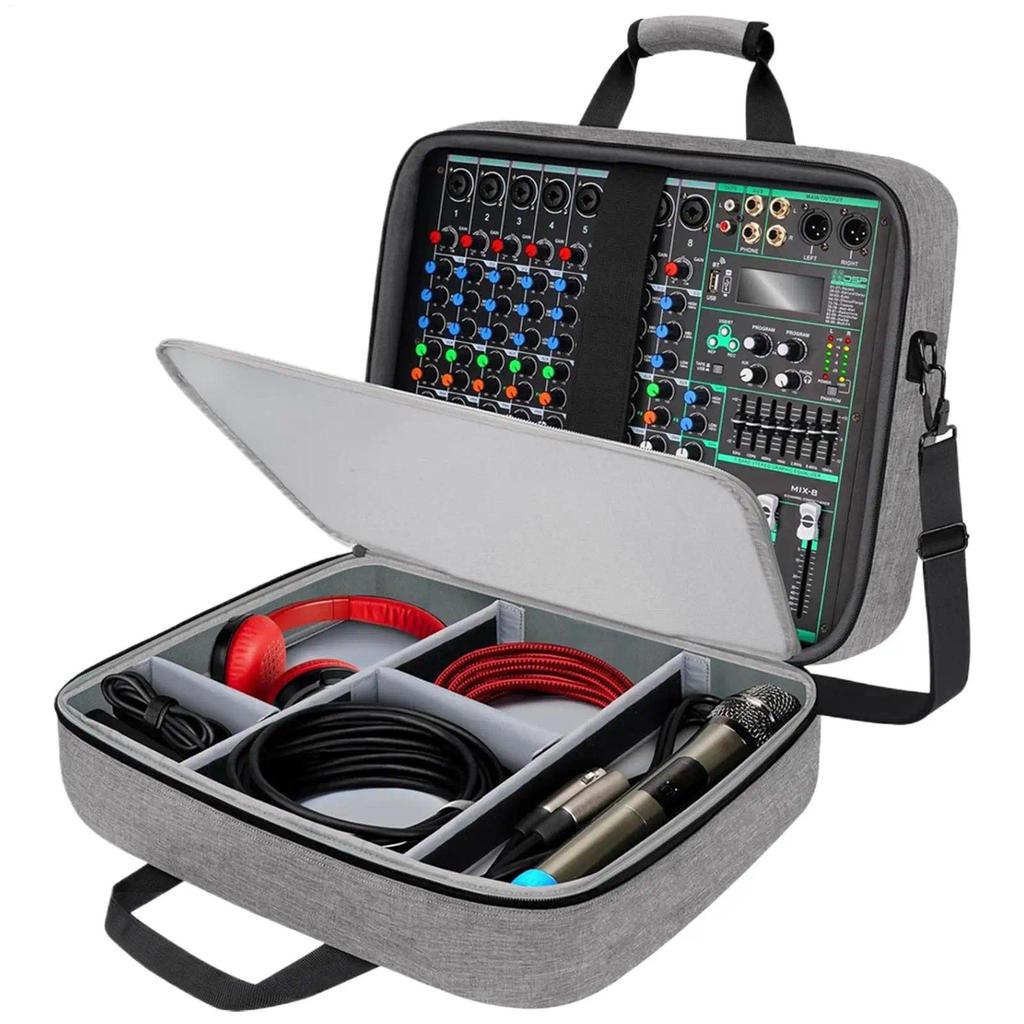 Audio Mixer Carrying Case Podcast Mixer Travel Case with Multi-Pockets Scratch-Resistant Sound Instr