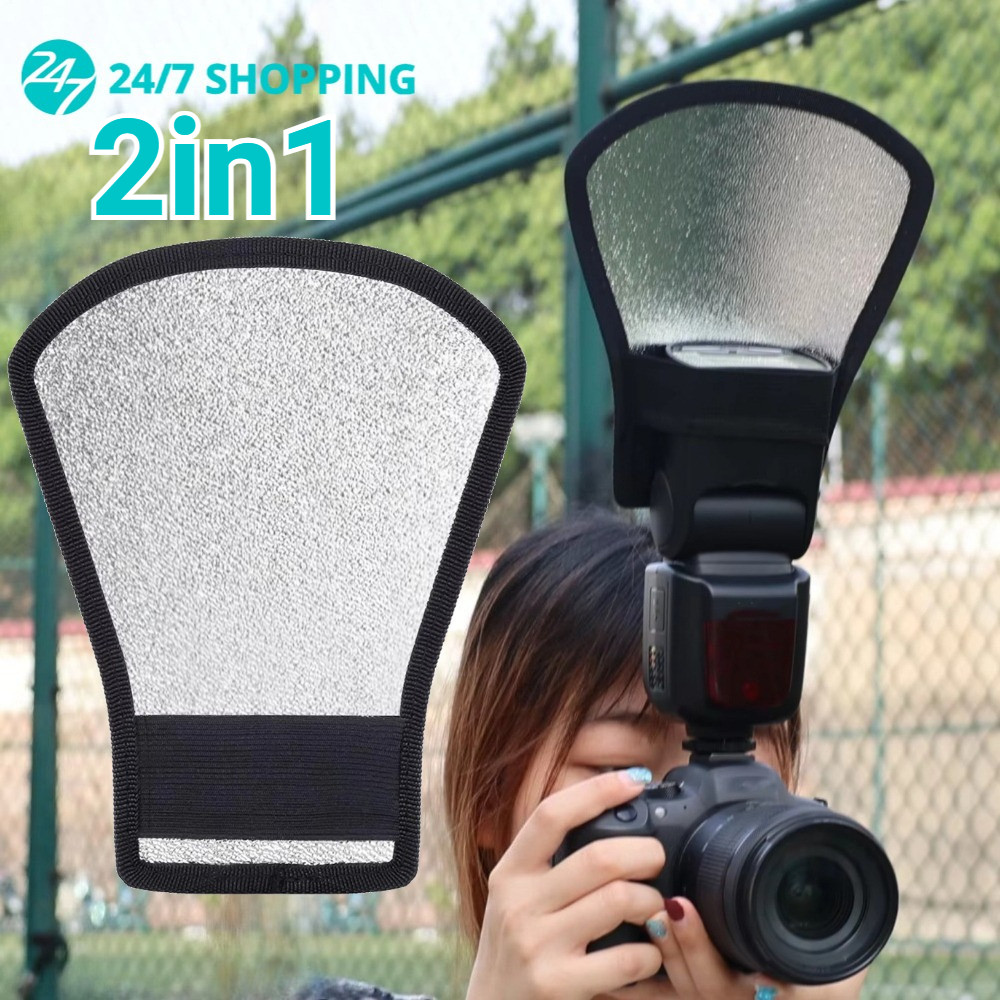 Flash Reflector Diffuser SoftBox 2in1 Reflektor Diffuser Silver White