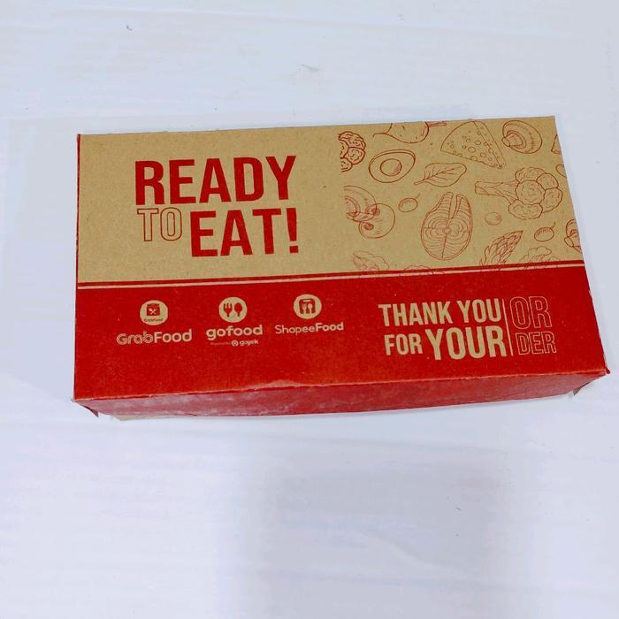 100 Pcs Paper lunch size L  motif Kraft  laminasi glossy dus makanan kotak makan kenasan nasi ikan a