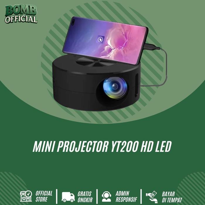 Projector Mini YT200 HD LED Proyektor Mobile Projector 1080P