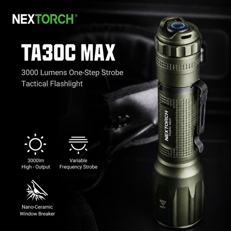 NEXTORCH Senter LED CREE XHP50D-HI Tactical IPX8 3000 Lumens - TA30C MAX