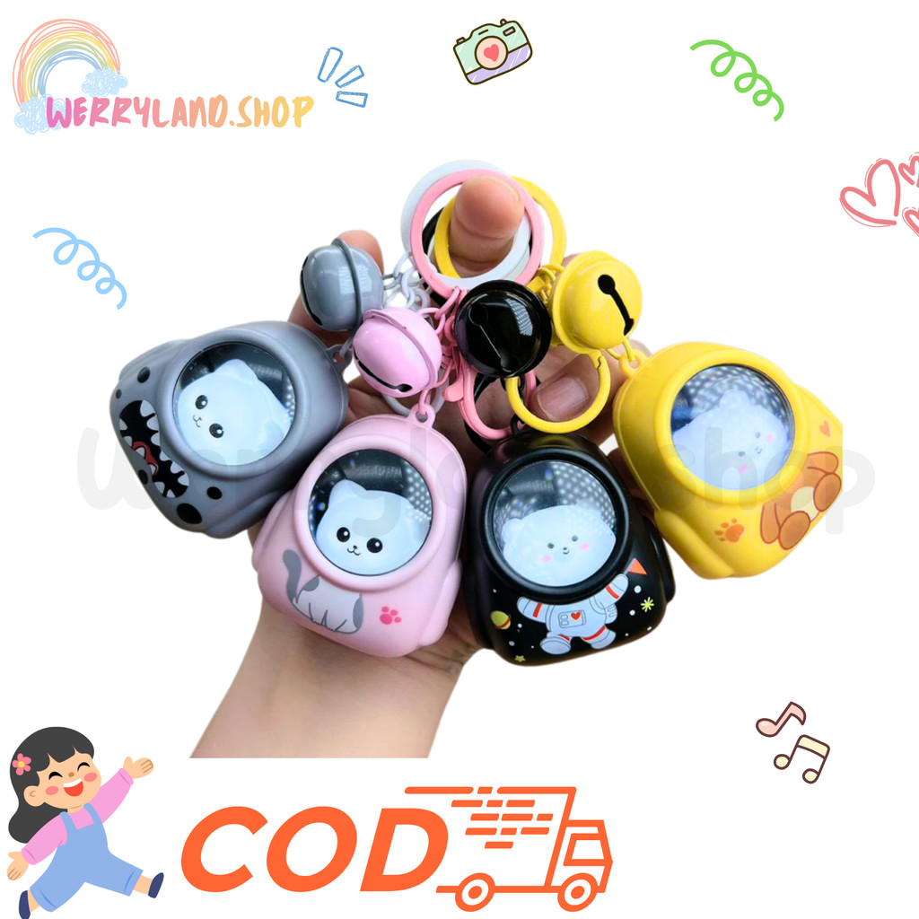 WLD Gantungan Kunci LED ADA LAMPU CUTE CAT ASTRONOT Aksesoris Tas Imut/ Aksesories Untuk Motor Mobil