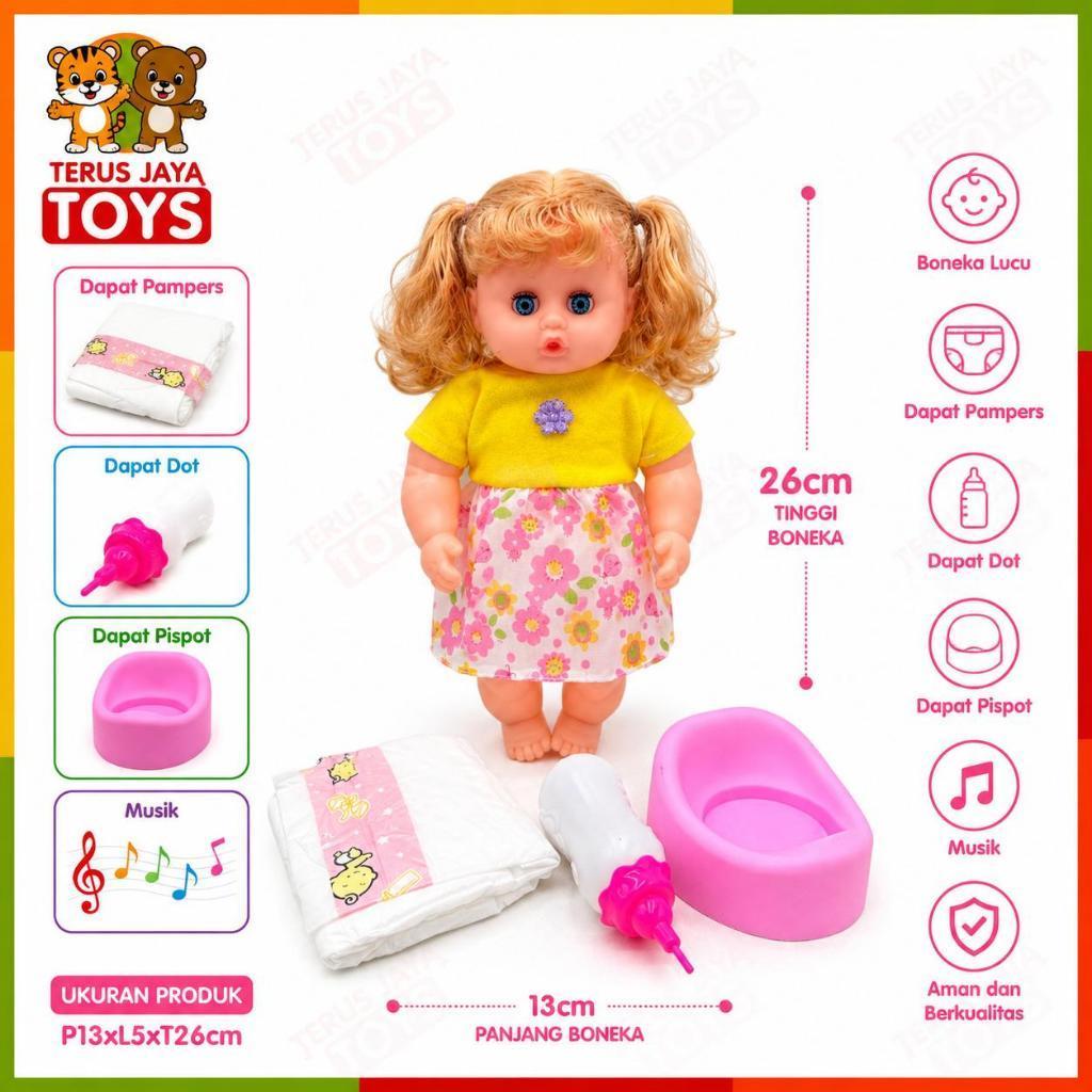 MAINAN BONEKA TINGGI 26CM SUSAN BISA NANGIS PAPA MAMA - BISA PIPIS + PAMPERS + PISPOT + DOT