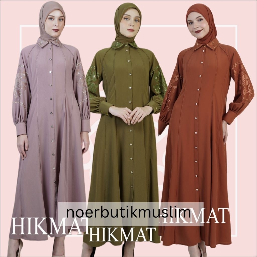 Hikmat Original Fashion A1431 - Abaya Hikmat  - Noerbutikmuslim - Gamis lebaran - Gamis Mewah - Gami