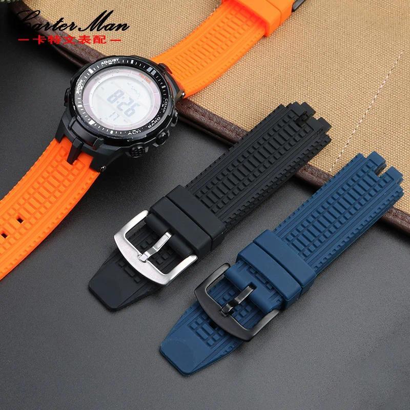 For Casio Mountaineering PROTREK PRW-3000 PRW-3100 PRW-6000 PRW-6100Y PRG-300 330 Silicone watband m
