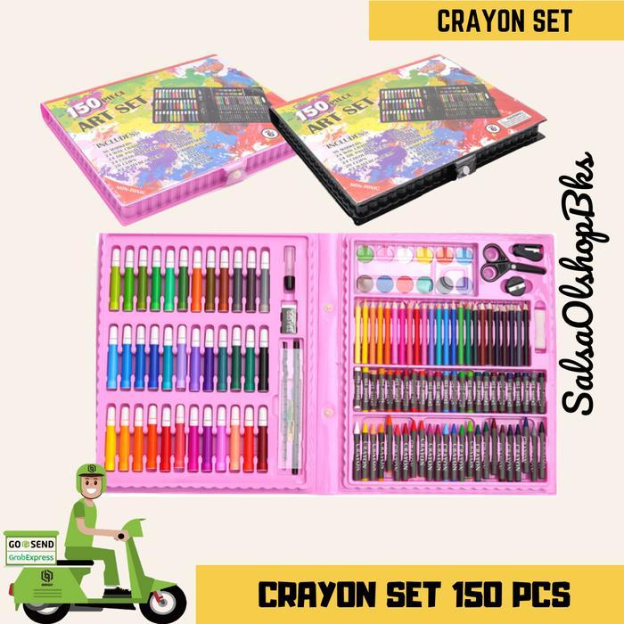Big Sale CRAYON SET 150 PCS | SET CRAYON 150 PCS | CRAYON SET ANAK 150 PCS - Hitam