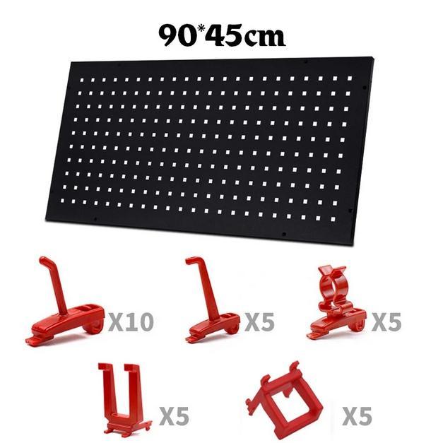 Rak Pegboard Bengkel 90x45cm Rak Dinding Penyimpanan Alat Perkakas Black Orange