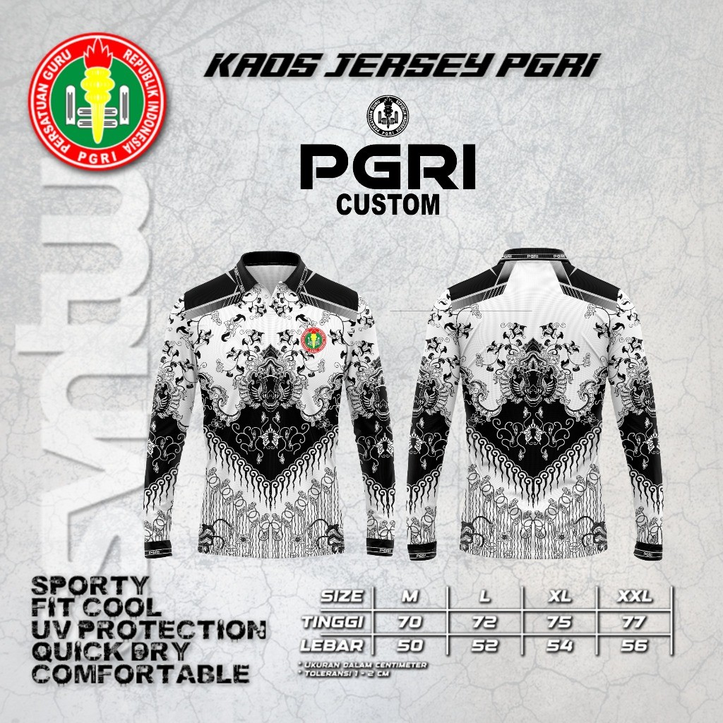 MANSAGAN  Kaos Jersey PGRI  CUSTOM Fullprinting Motif Batik / Kaos  PGRI Fullprint  CUSTOM LOGO TULI
