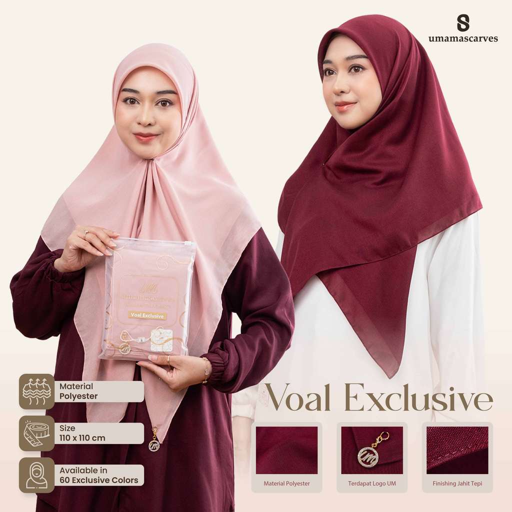 Umamascarves - Voal Exclusive Polos Pouch UM Jilbab Segi empat 110x110cm
