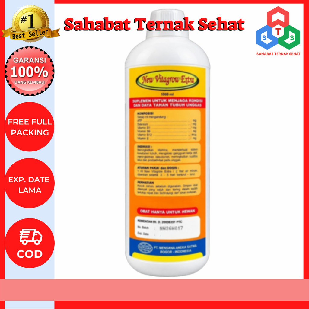 NEW VITAGROW EXTRA 1 liter ATP Vitamin Mineral Pertumbuhan Ayam Unggas