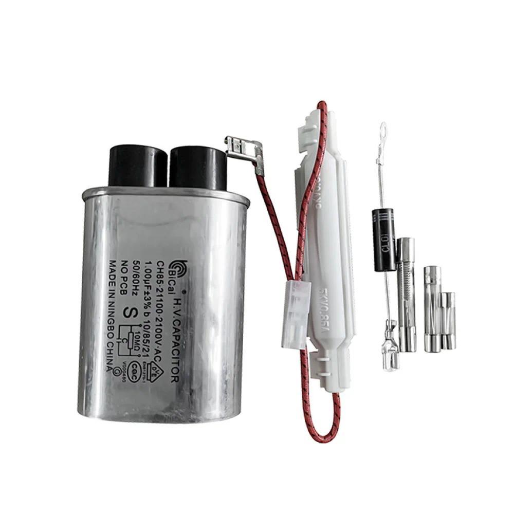 For Microwave Oven Capacitor Parts High Voltage Capacitor + Power Fuse + ode + High Voltage Fuse Mic