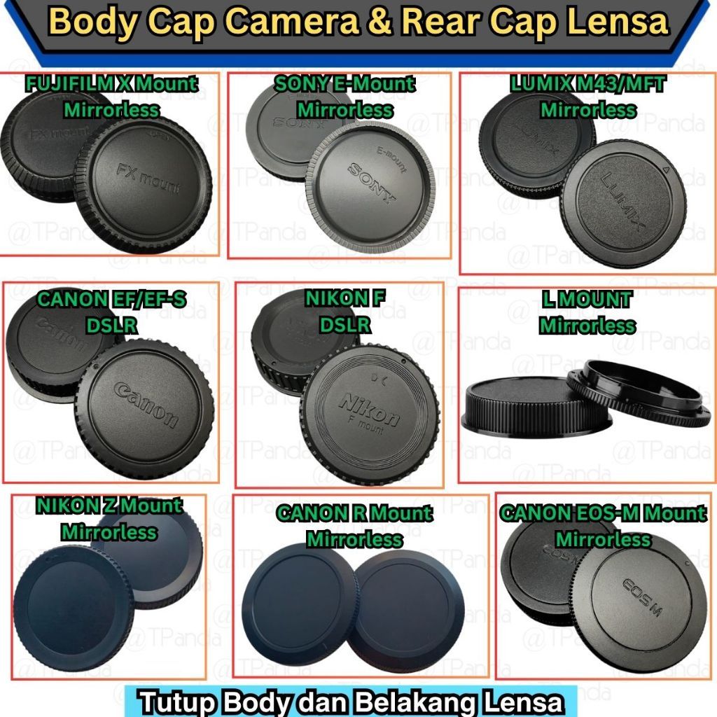 BODY CAP Camera & REAR CAP Lensa, Tutup Body Kamera Mirrorless DSLR & Tutup Belakang Lens SONY E, FU