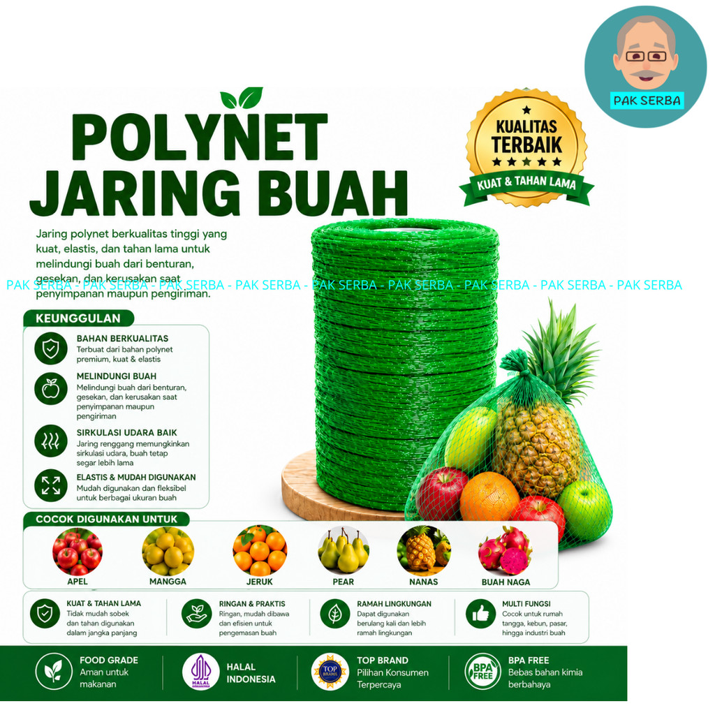 BEST FRESH Polynet Buah Roll 100m Hijau / Jaring Buah / Polynet Pelindung Buah / Polynet Packing Bua
