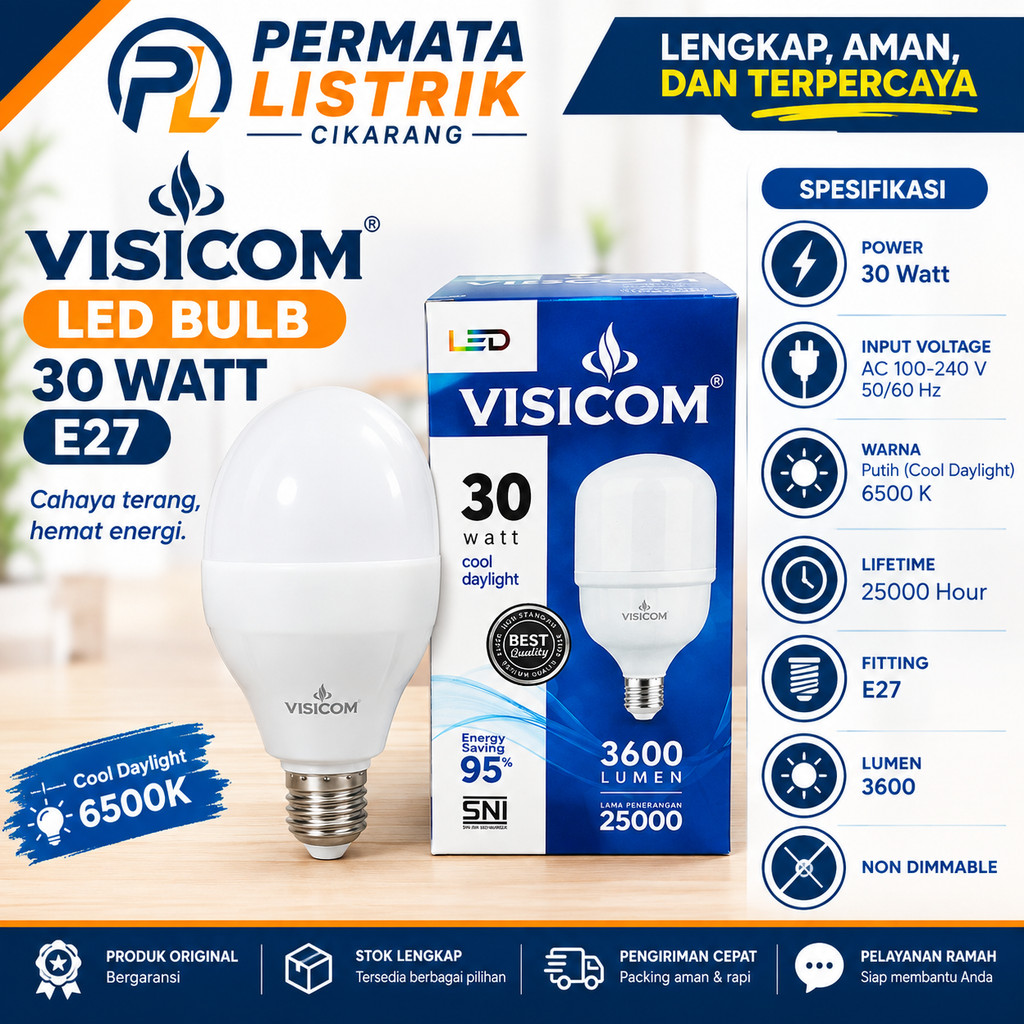 Lampu Led Visicom 30 Watt E27 Original SNI