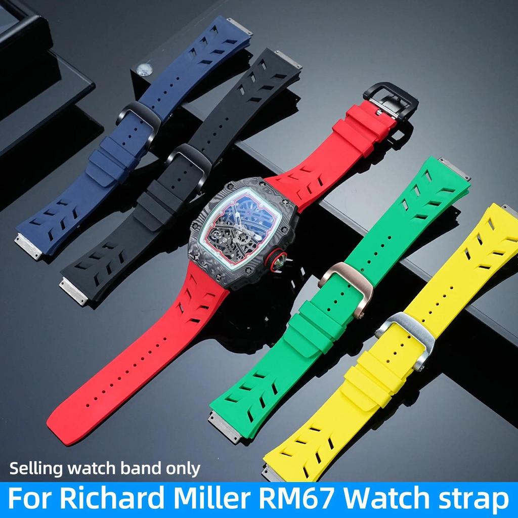 For Richard Miller RM67 Men FKM watch band RM67-01 RM67-02 Soft Fluorine rubber watch strap Titanium