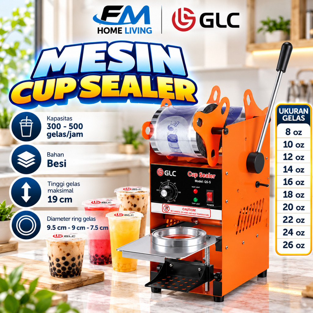 [COD READY] GLC CUP SEALER / MESIN PRESS PLASTIK 20 OZ / 22 OZ (GARANSI RESMI)