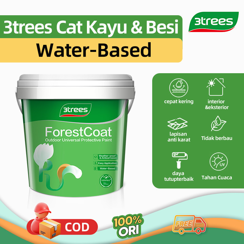 [COD] 3trees Cat Besi & Kayu Water Base Cat Hitam Doff Serbaguna Cat Rumah Besi, Kayu, Batu 1 Liter