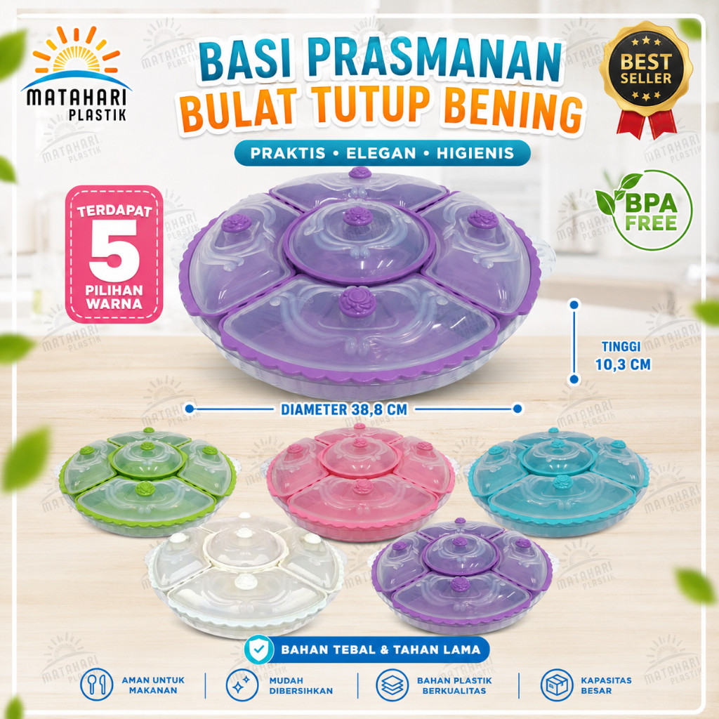 Basi Prasmanan Bulat La Rosa/Prasmanan Bening/Basi Prasmanan Bulat/Basi Plastik Putar