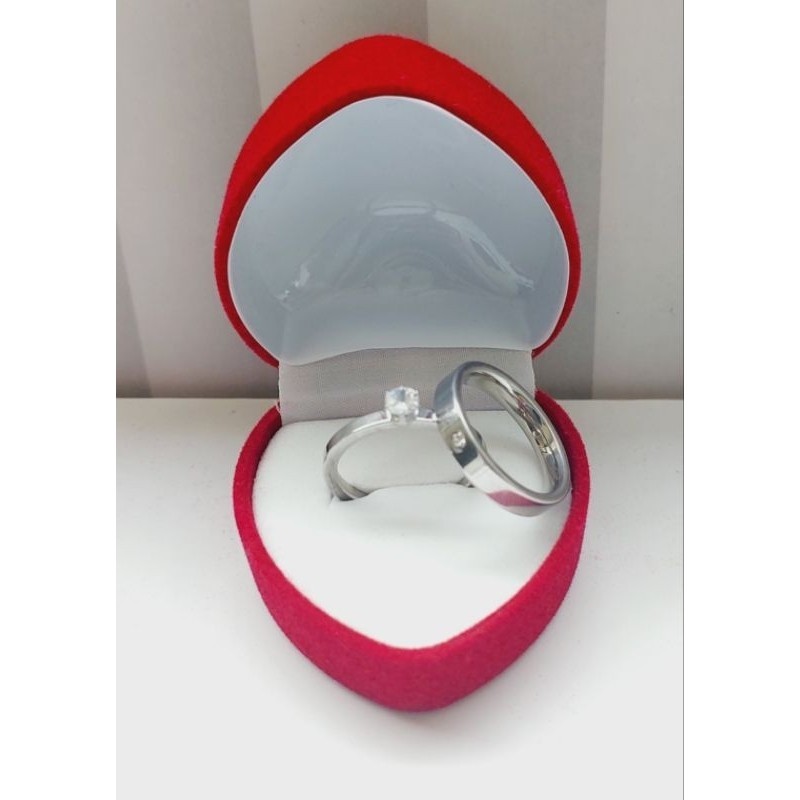 Ciincin Couple Titanium Perak Antikarat - Cincin Pasangan Sudah Fred Box BANYAK MODEL