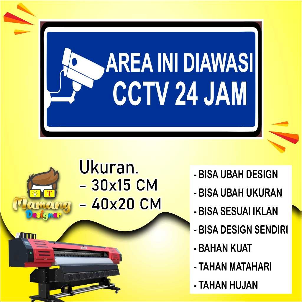 

Stiker Tempelan Tulisan Di awasi CCTV Bahan Glosy Biru