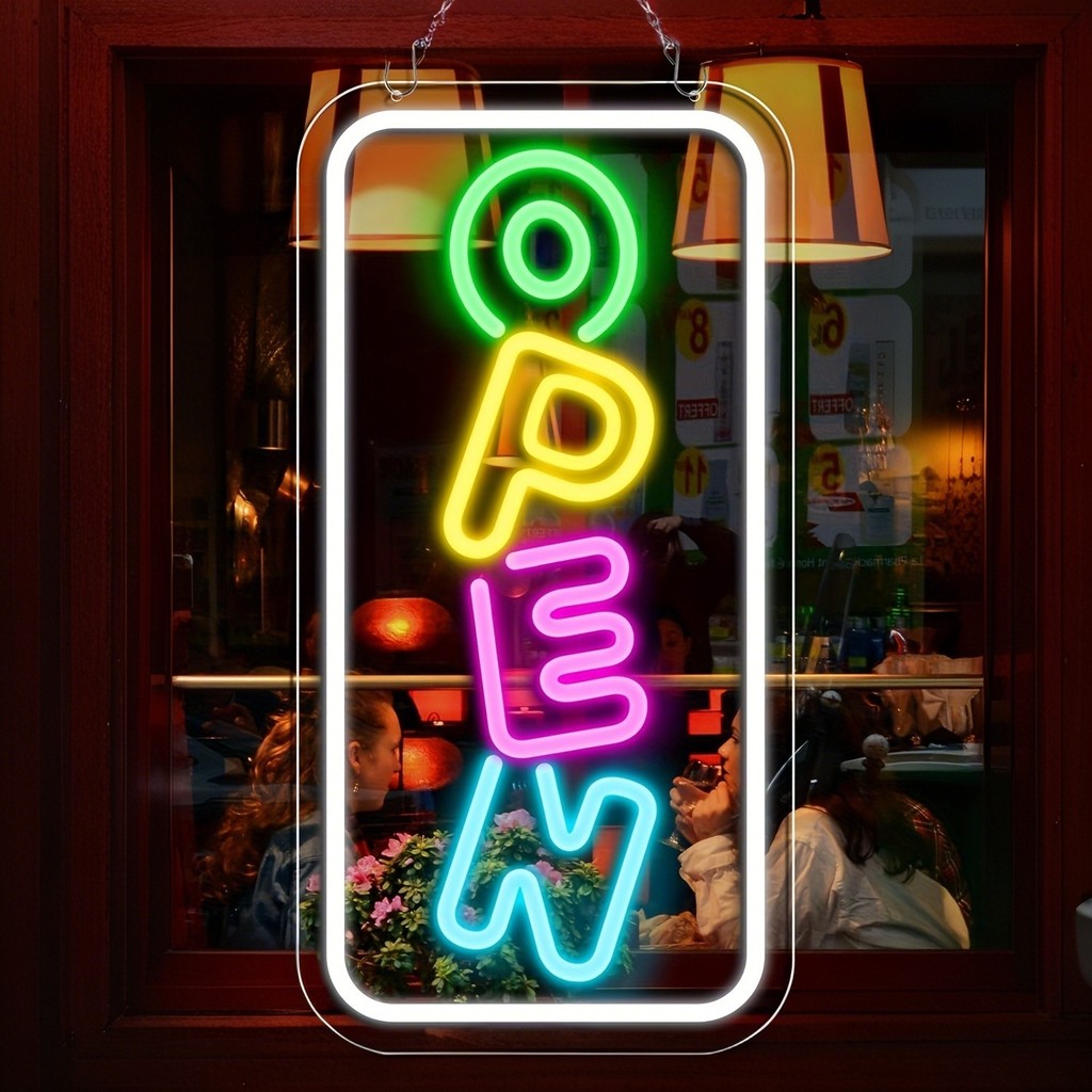 Open Neon Sign Business LED Neon Light Sign Bright Colorful Store Window Door Coffee Shop Florist Ba