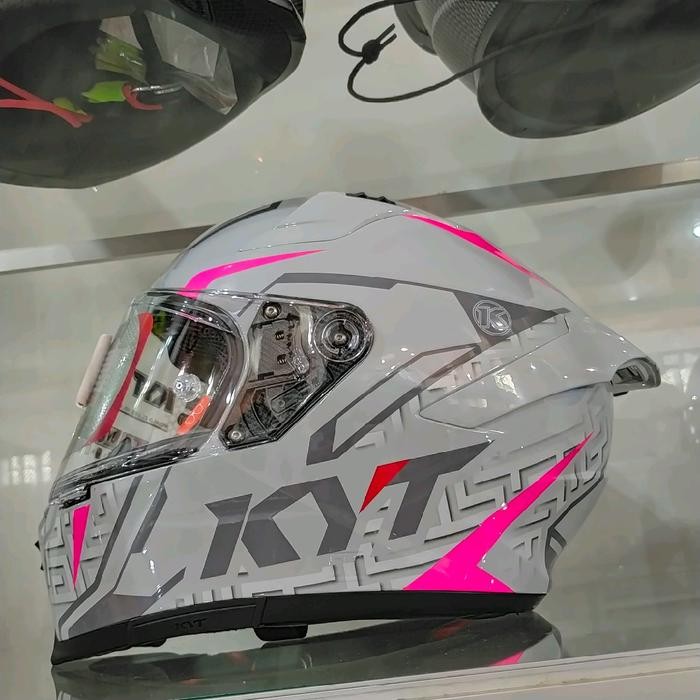 Helm KYT Striker #2 Motif Terbaru - Grey Pink, m, paket ganteng