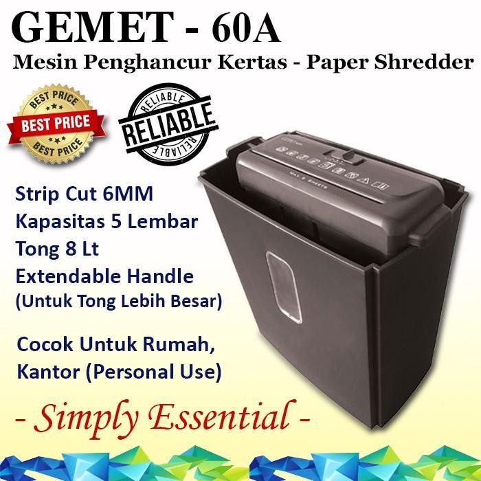 Mesin Penghancur Kertas Paper Shredder GEMET 60A , Gemet 60S Murah - Gemet 60A