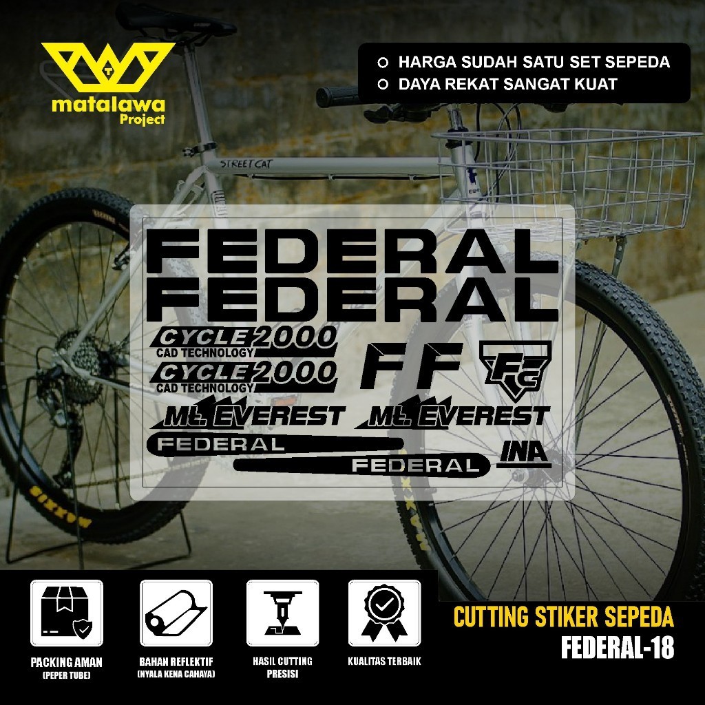 Premium FEDERAL  Sticker Sepeda FEDERAL Mount Mt Everest Stiker Cycle 2000 Cad Technology Street Cat