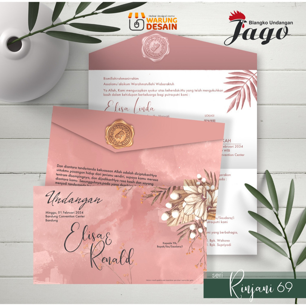 Cetak Undangan Pernikahan Murah Kekinian JAGO 69 | Undangan Pernikahan Simple Elegan | Undangan Khit