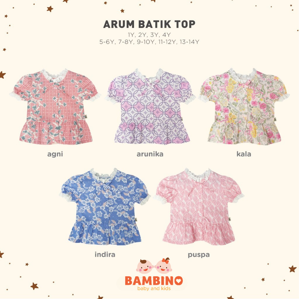 BOHOPANNA - ARUM BATIK TOP - ATASAN BATIK ANAK PEREMPUAN - BLOUSE ANAK PEREMPUAN