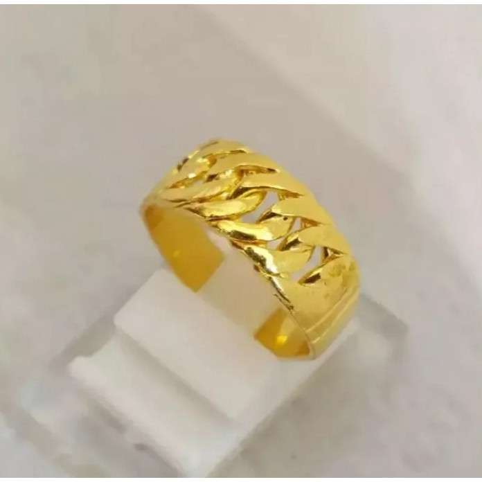 Promo Cincin Wanita dan pria rantai lapis emas warna gold  anti karat tidak mudah luntur CINCIN TERL