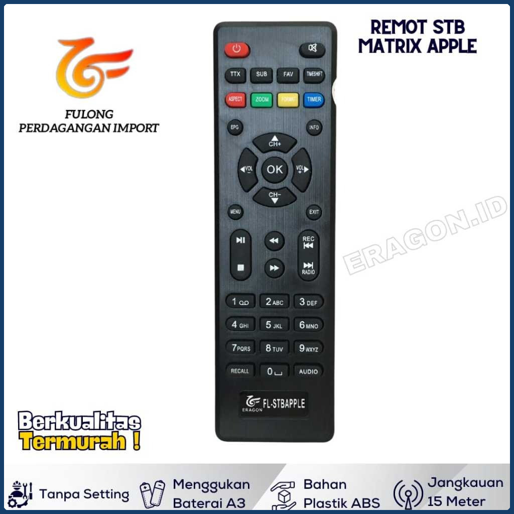 ERAGON Remote STB | Suitable For Set Top Box DVB T2 Matrix Apple HD Merah