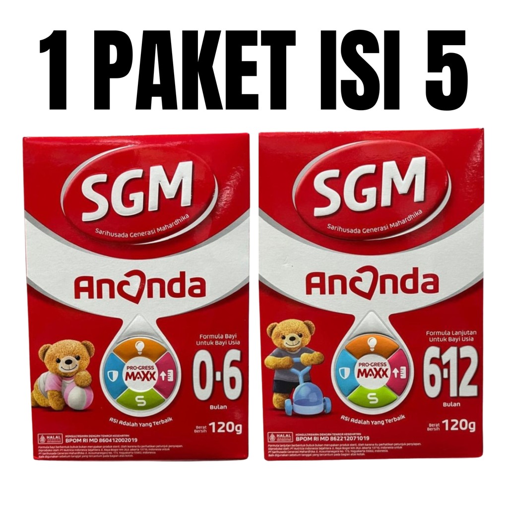 SGM Ananda Susu Bayi 120gr 0–6 dan 6–12 Bulan 1 Paket Isi 5 Dus Bergizi dan Berkualitas